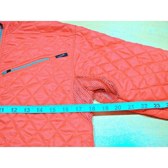 Womens Obermeyer Red Quilted Jacket Black Trim Gold Hardware Pockets Size 6 - Picture 11 of 12